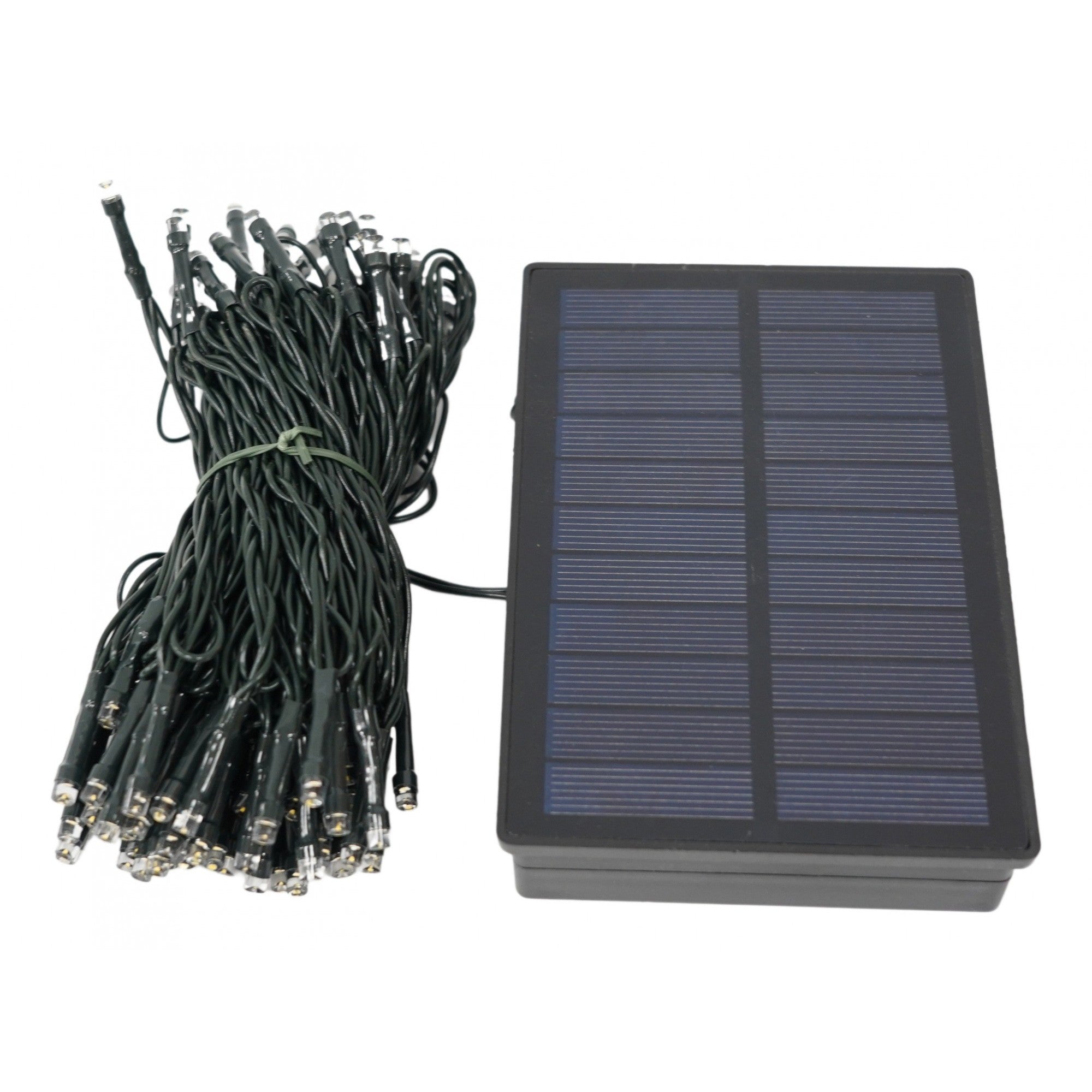Instalatie Craciun, 12 metri, 100 de LED-uri, alb cald, cu energie solara, fir de cupru, liniar, interior/exterior