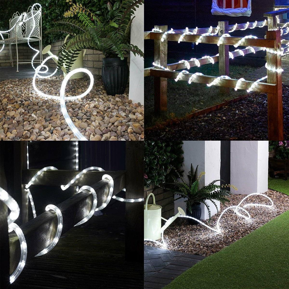 Instalatie Craciun, 16 m, 384 Led-uri, Furtun Luminos, Alb rece, Transformator, Sectionabila, 220 V