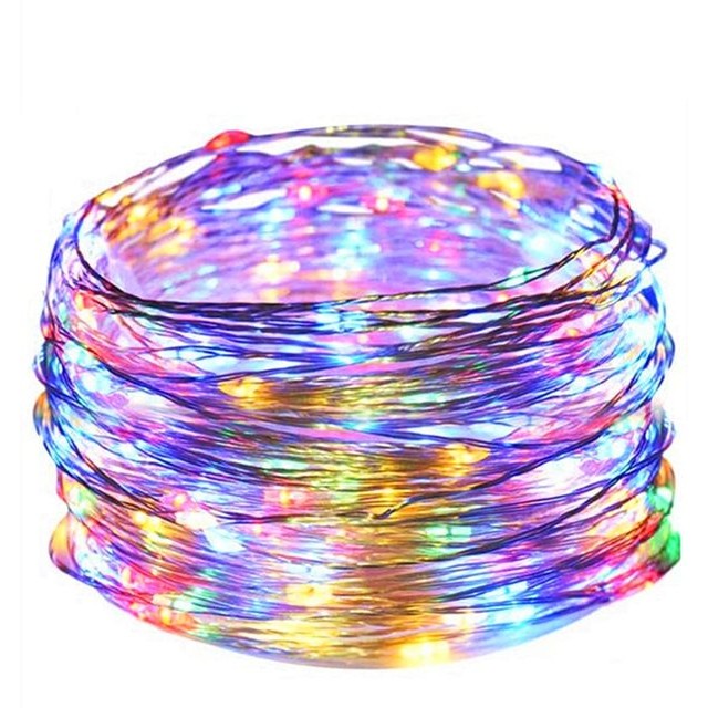 Instalatie Craciun, 2 metri, 20 LED-uri, multicolor, telecomanda 8 functii, USB, fir cupru, liniar, interior/exterior