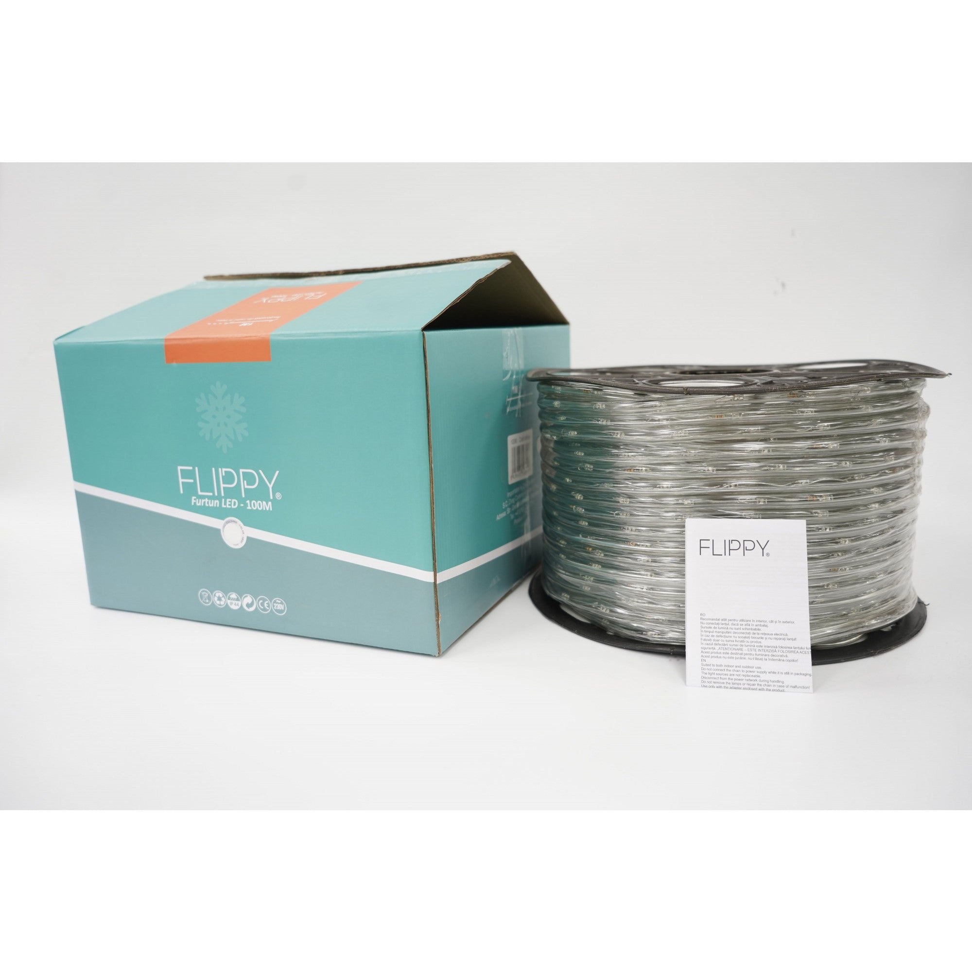 Instalatie Craciun, 20 m, 480 Led-uri, Furtun Luminos, Alb rece, Transformator, 8 jocuri de lumini, Sectionabila, 220 V