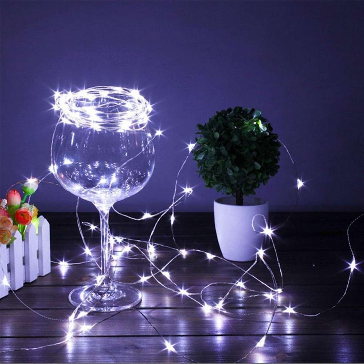 Instalatie de Craciun, Decoratiune de Craciun, 200 Beculete LED, cu Baterii si Telecomanda, cu 8 Functii, Lungime 20 m, Alb rece