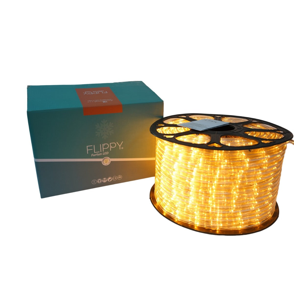 Instalatie Craciun, 21 m, 504 Led-uri,Furtun Luminos, Alb cald, 8 jocuri de lumini, Transformator, Sectionabila, 220 V