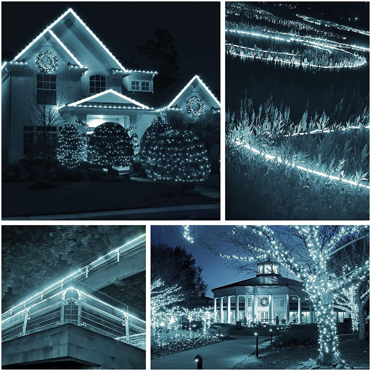 Instalatie Craciun, 3 m, 72 Led-uri, Furtun Luminos, Alb rece, Transformator, 8 jocuri de lumini, Sectionabila, 220 V