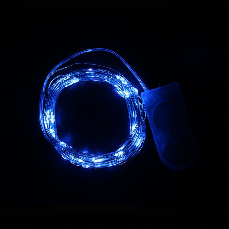 Instalatie Craciun, 3 metri, 30 LED-uri, Albastru, cu baterii, fir cupru, liniar, interior/exterior