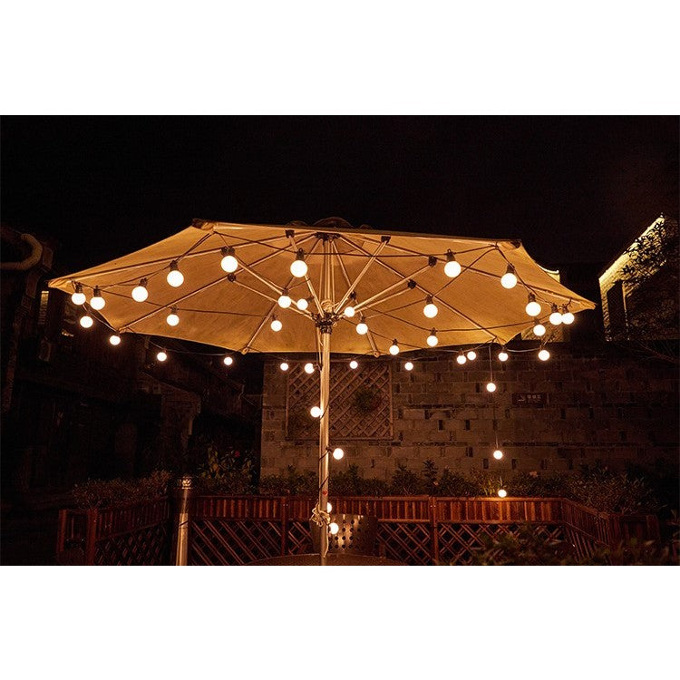 Instalatie Craciun, 5 metri, 15 Becuri LED rotunde, pentru exterior cu incarcare la sursa de curent si telecomanda cu 8 functii