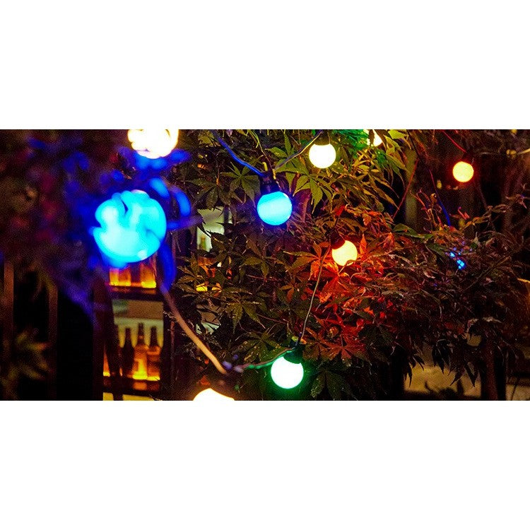 Instalatie Craciun, 5 metri, 15 Becuri LED rotunde, pentru exterior cu incarcare la sursa de curent si telecomanda cu 8 functii
