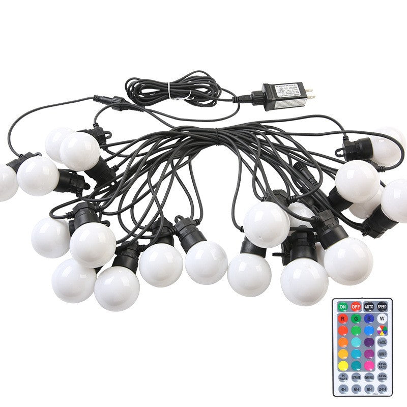 Instalatie Craciun, 5 metri, 15 Becuri LED rotunde, pentru exterior cu incarcare la sursa de curent si telecomanda cu 8 functii