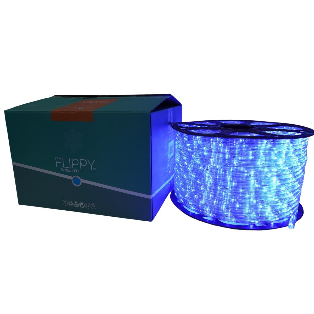 Instalatie Craciun, 33 m, 792 Led-uri, Furtun Luminos, Albastru, Transformator, Sectionabila, 220 V