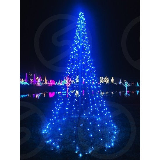 Instalatie Craciun, 40 m, 400 Led-uri,Liniara, Albastru, 8 jocuri de lumini, Transformator, Interconectabila, Prelungitor 3 m inclus, Fir Transparent