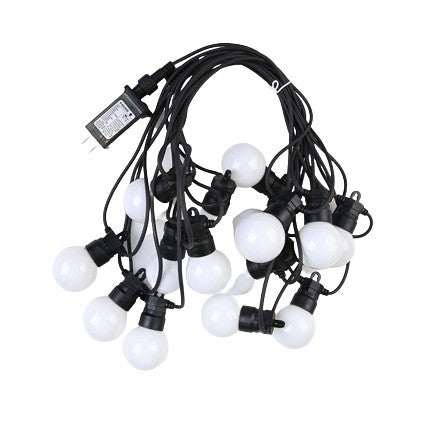Instalatie Craciun, 5 metri, 10 Becuri LED rotunde, pentru exterior cu incarcare la sursa de curent
