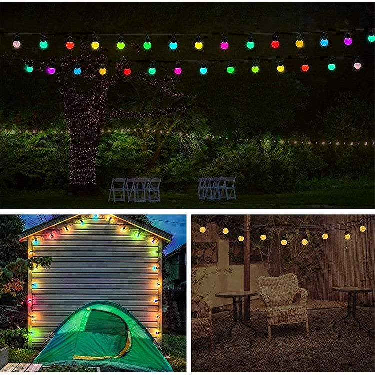 Instalatie Craciun, 5 metri, 10 Becuri LED rotunde, pentru exterior cu incarcare la sursa de curent