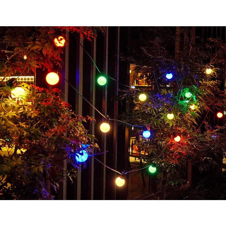 Instalatie Craciun, 5 metri, 10 Becuri LED rotunde, pentru exterior cu incarcare la sursa de curent