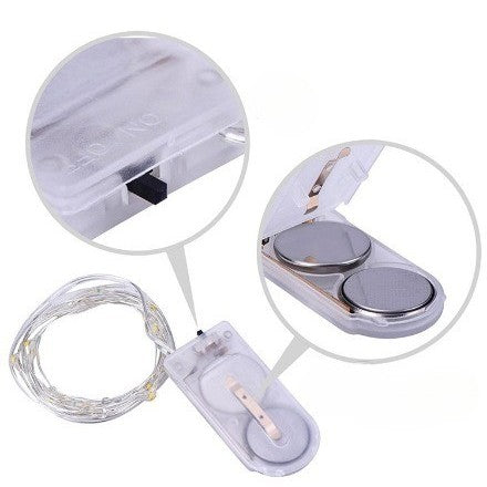 Instalatie Craciun, 5 metri, 50 LED-uri, Multicolor, cu baterii CR 2032 incluse, fir cupru, liniar, interior/exterior