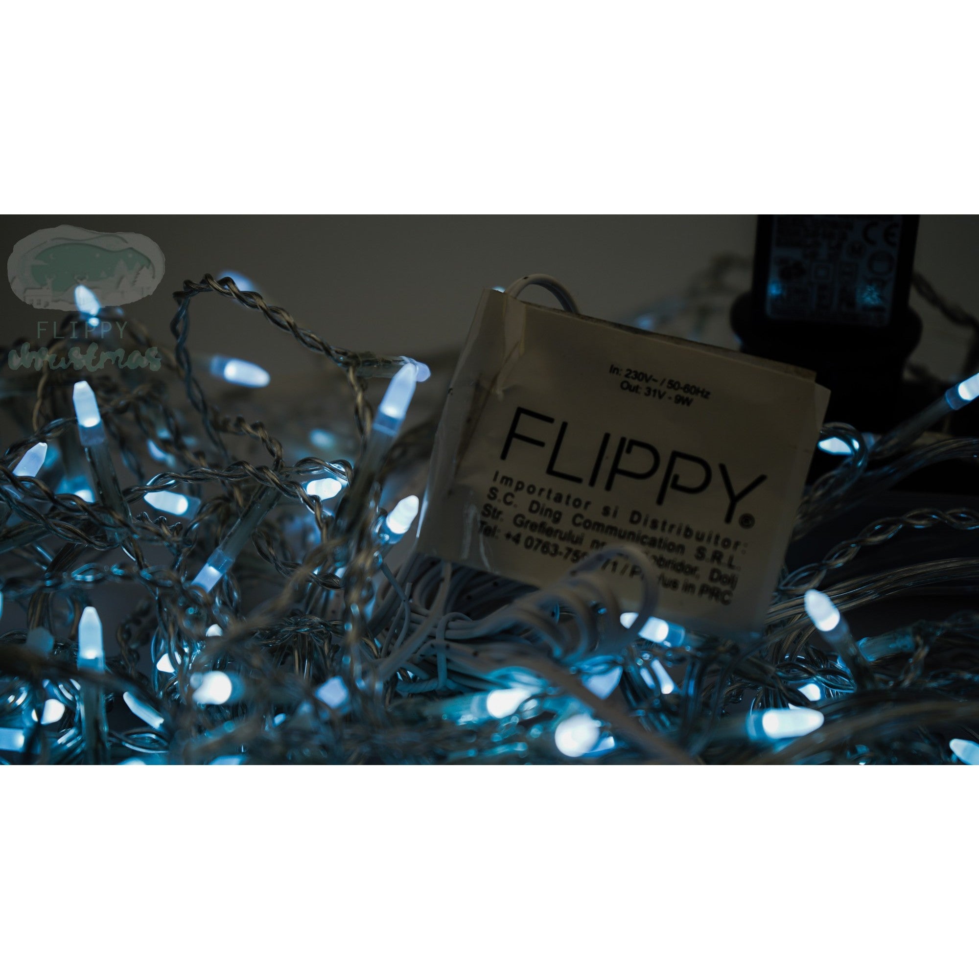 Instalatie Craciun, 60 m, 1440 Led-uri,Franjuri, Alb rece, Flash, Alimentator, Interconectabila, Prelungitor 6.5 m inclus, Fir Transparent Cauciucat, 220v
