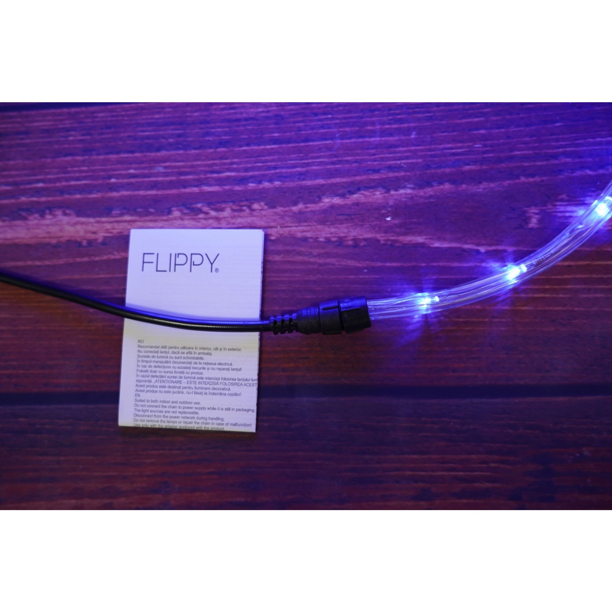 Instalatie Craciun, 67 m, 1608 Led-uri, Furtun Luminos, Albastru, Transformator, 8 jocuri de lumini, Sectionabila, 220 V