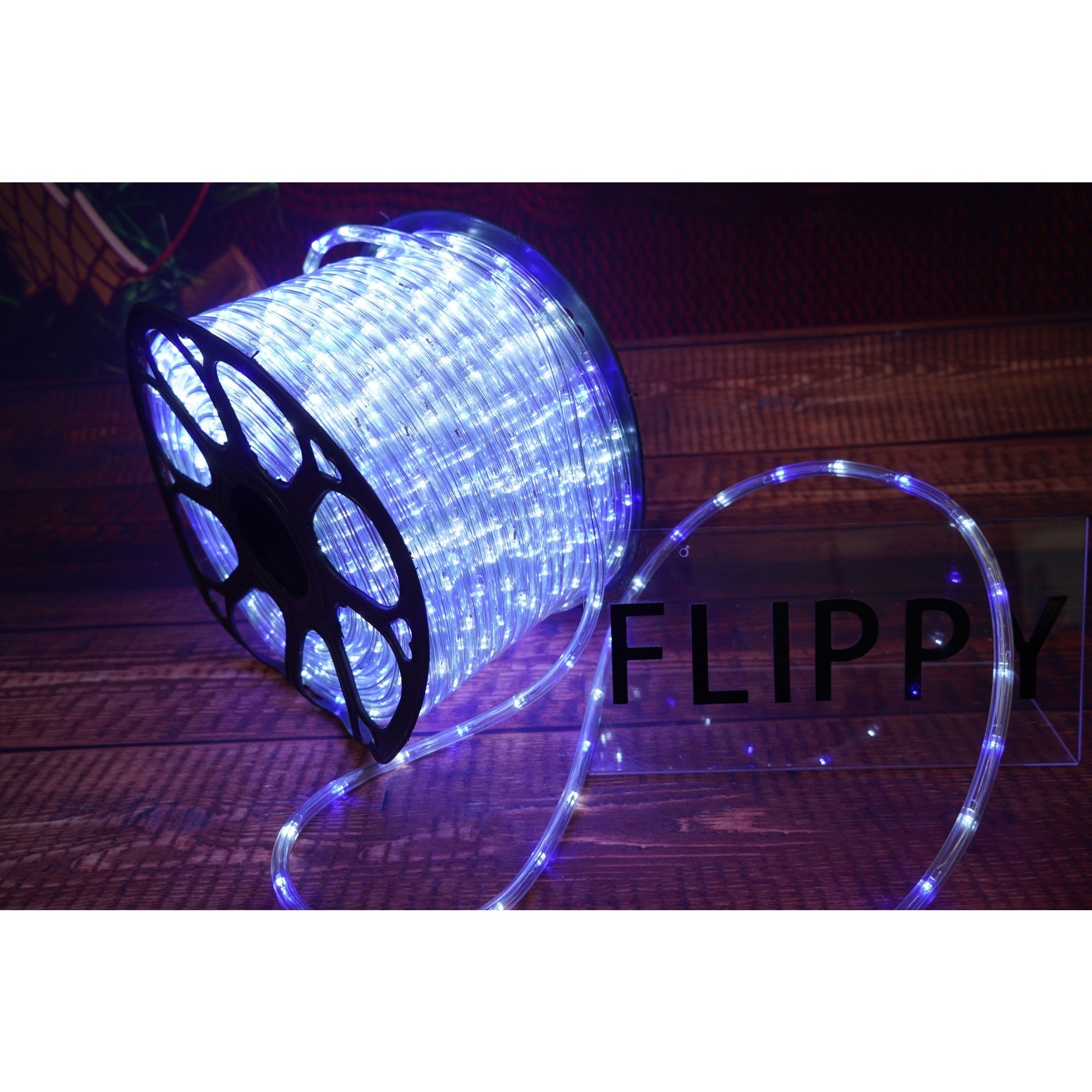 Instalatie Craciun, 87 m, 2088 Led-uri, Furtun Luminos, Alb rece/ Albastru, Transformator, 8 jocuri de lumini, Sectionabila, 220 V