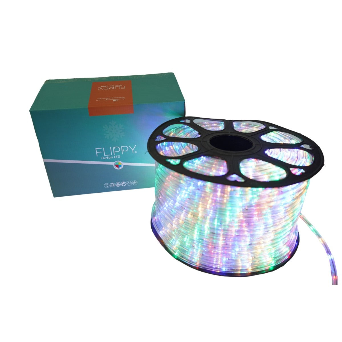 Instalatie Craciun, 99 m, 2376 Led-uri, Furtun Luminos, Multicolor, Transformator, Sectionabila, 220 V