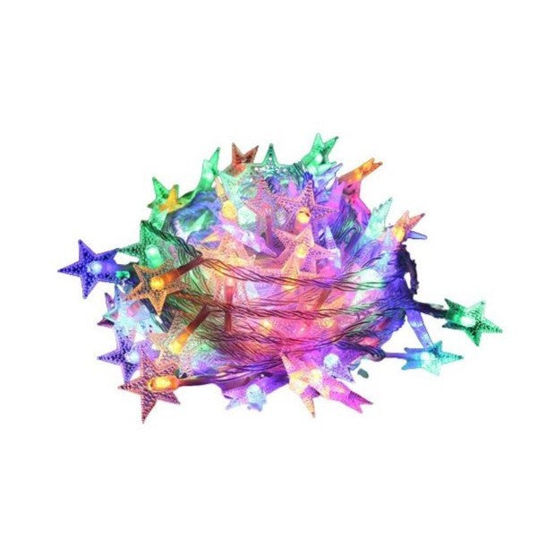 Instalatie Craciun, Alimentare prin USB, 6 metri, 40 LED-uri tip Stea, fir Transparent, Multicolor