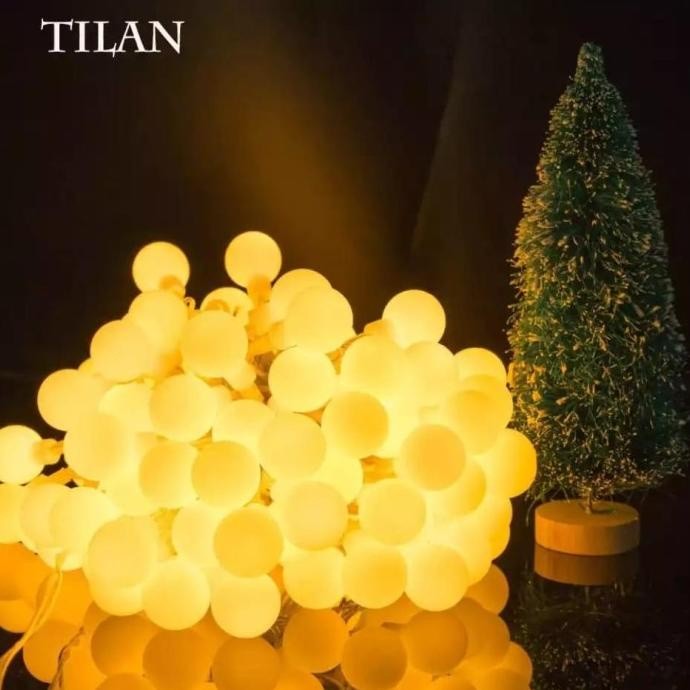 Instalatie Craciun, 3.5 m, 30 de LED-uri, Model cu Bilute, Tip Liniara, cu Baterie, Interior/Exterior, Alb Cald