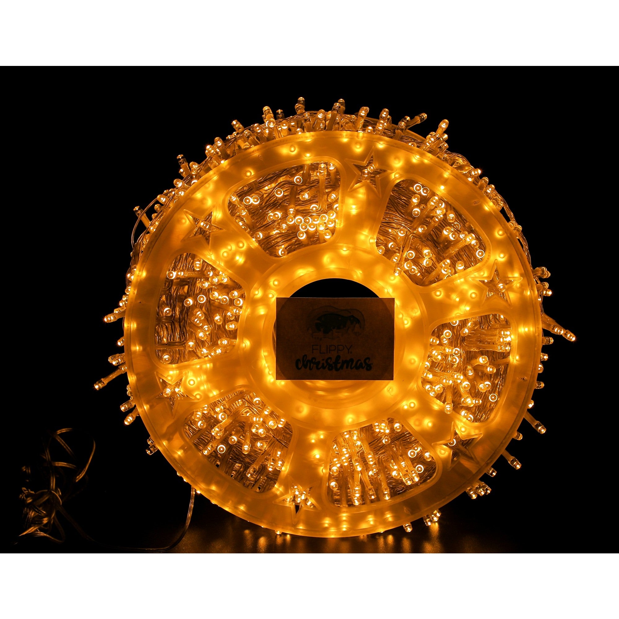 Instalatie Craciun liniara, fir transparent, cu transformator, 50m, alb cald, 2000 LED-uri, 8 jocuri de lumini