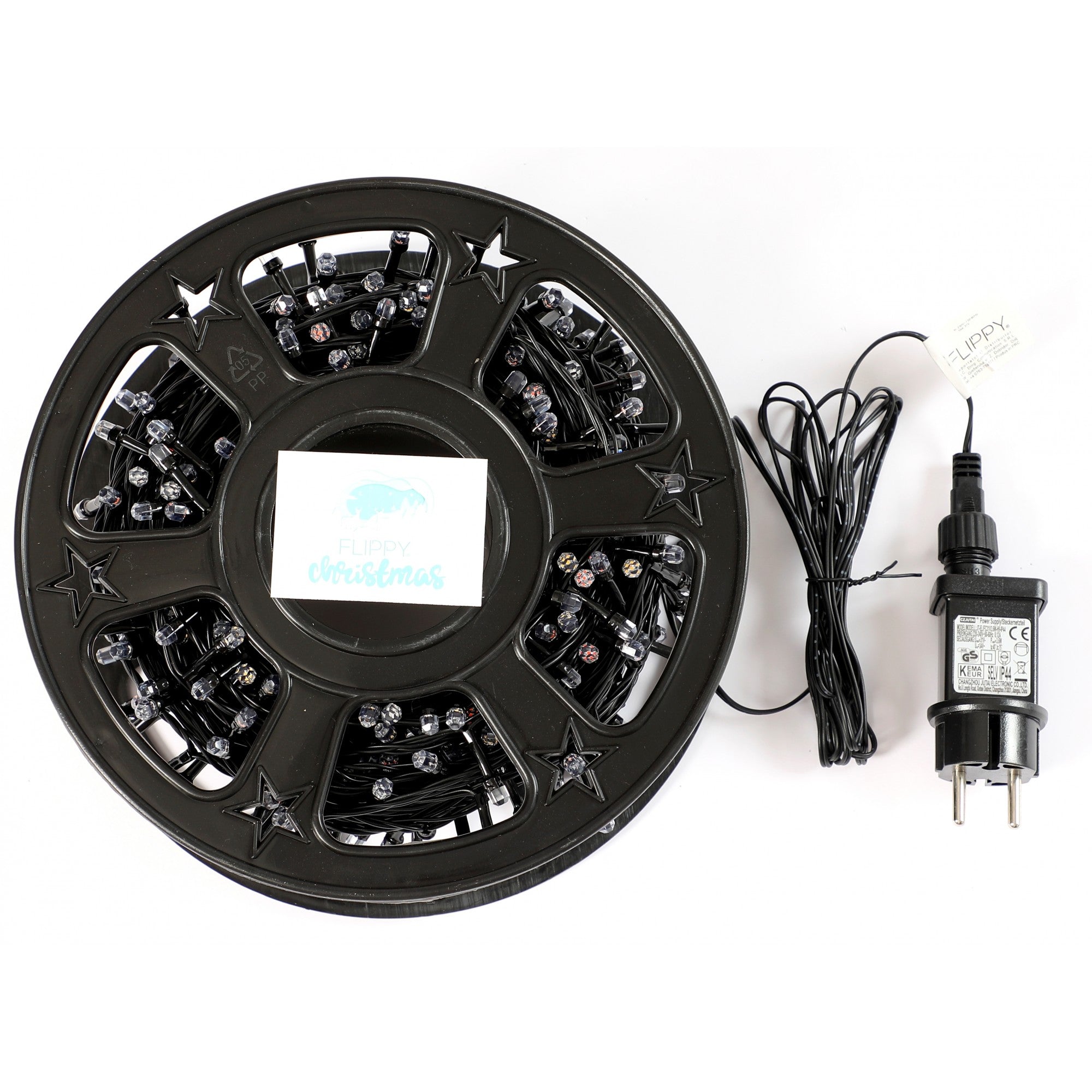 Instalatie Craciun liniara, fir negru, cu transformator, 50m, multicolor, 500 LED-uri, 8 jocuri de lumini