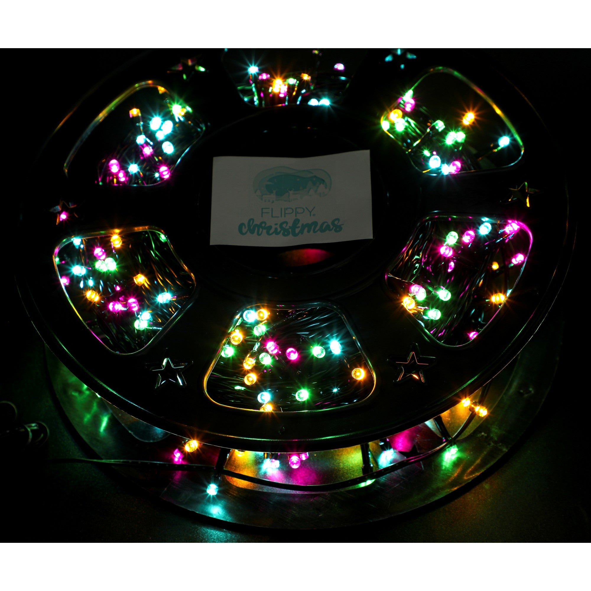 Instalatie Craciun liniara, fir negru, cu transformator, 50m, multicolor, 500 LED-uri, 8 jocuri de lumini