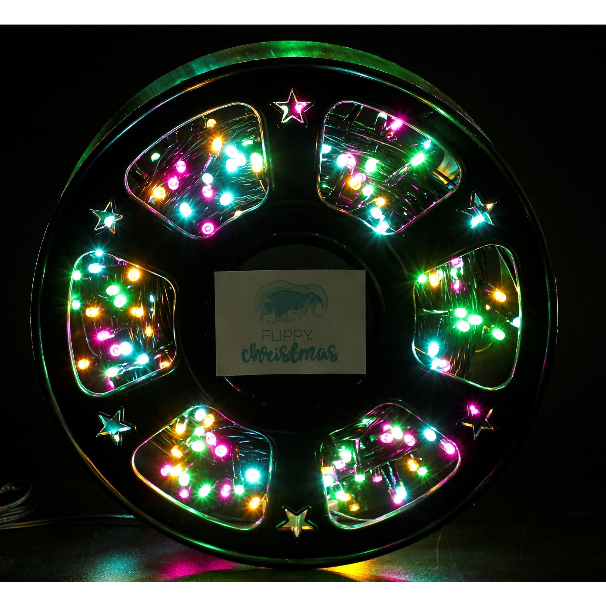 Instalatie Craciun liniara, fir negru, cu transformator, 50m, multicolor, 500 LED-uri, 8 jocuri de lumini