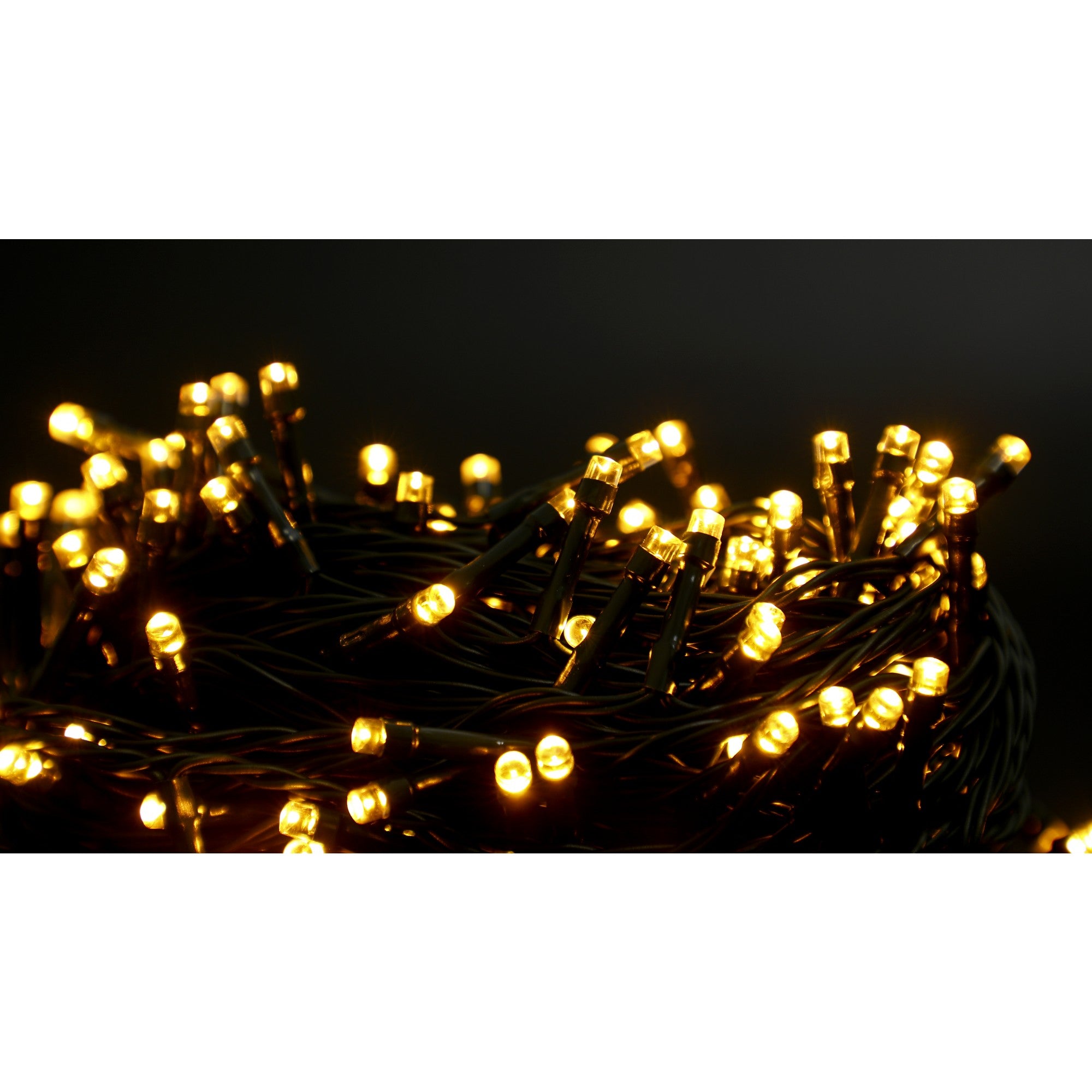 Instalatie Craciun liniara, cu transformator, 20 m, Alb Cald, 200 LED-uri V5, 8 jocuri de lumini, fir verde