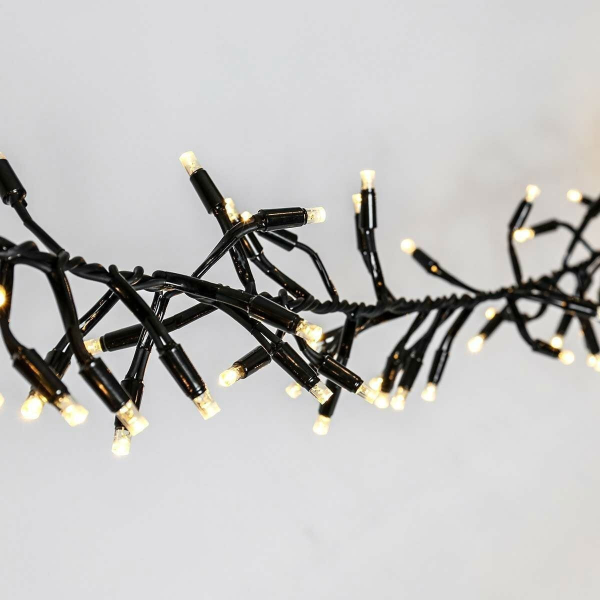 Instalatie Craciun Profesionala de Exterior IP65, 20 m, 200 Led-uri Mari,Liniara, Alb cald, Interconectabila, Prelungitor 6.5 m inclus, Fir Negru