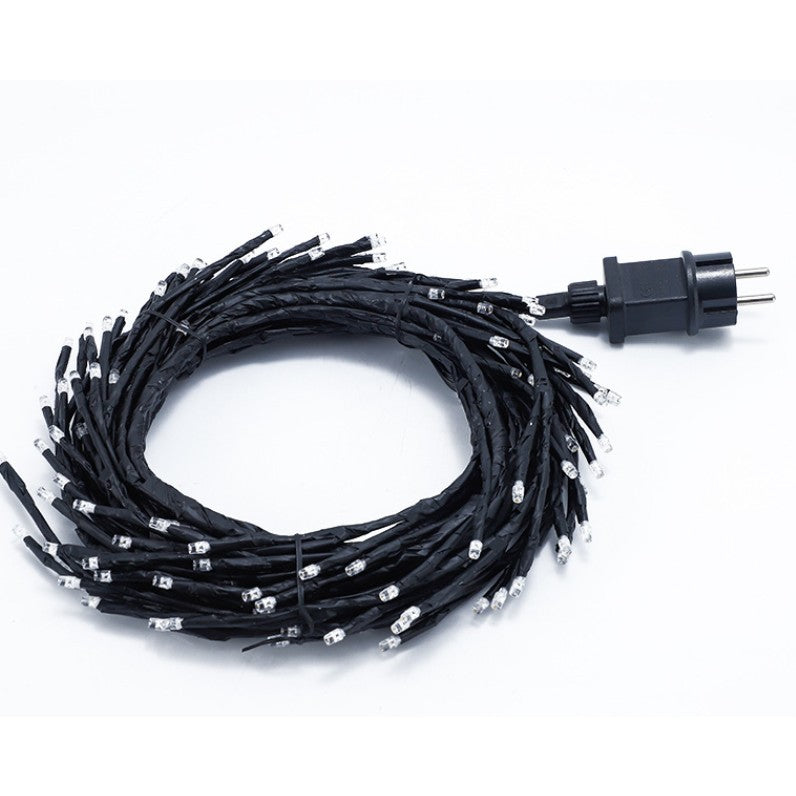 Instalatie Craciun tip Creanga 144 LED-uri, Conectare la Retea, 8 Jocuri de Lumini, Telecomanda, 2.5 m, Prelungitor 2 m, 3V, 1.5V, Fir Negru, Alb Cald