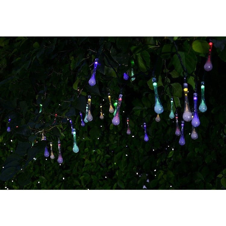 Instalatie Craciun, Tip Picaturi, 20 Led-uri, 5 metri, Multicolor, Energie solara, Senzor de lumina