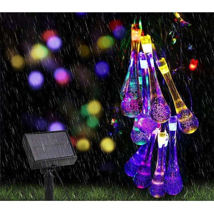 Instalatie Craciun, Tip Picaturi, 20 Led-uri, 5 metri, Multicolor, Energie solara, Senzor de lumina