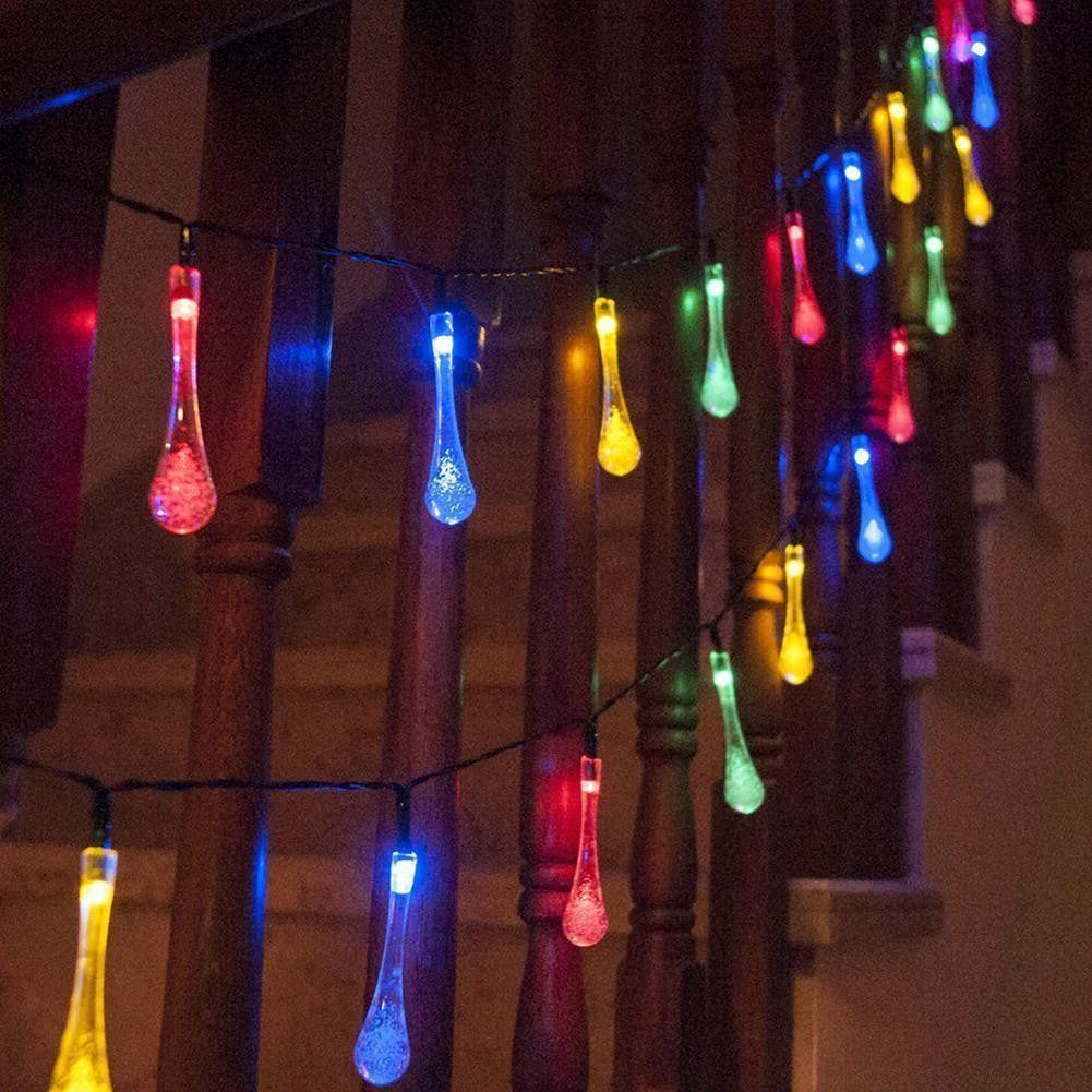 Instalatie Craciun, Tip Picaturi, 20 Led-uri, 5 metri, Multicolor, Energie solara, Senzor de lumina