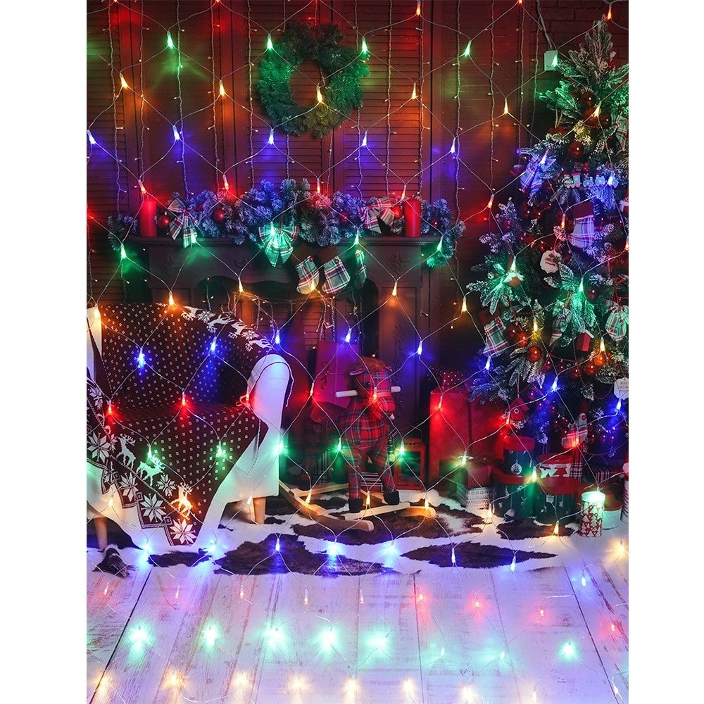 Instalatie Craciun, Tip Plasa, 6 m x 1.5 m, 480 LED-uri, Multicolor, 8 jocuri de lumini, Transformator cu telecomanda, Interconectabila, Prelungitor 3 m inclus, Fir transparent