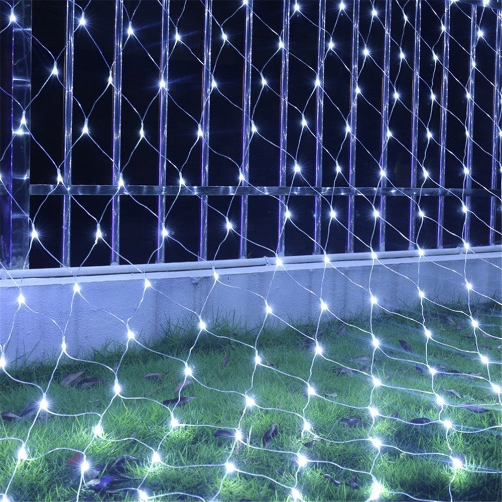 Instalatie Craciun, Tip Plasa, IP 44, 17 x 1 m, 720 LED-uri, Alb rece, 8 jocuri de lumini, Transformator fara telecomanda, Interconectabila, Prelungitor 5 m inclus, Fir transparent