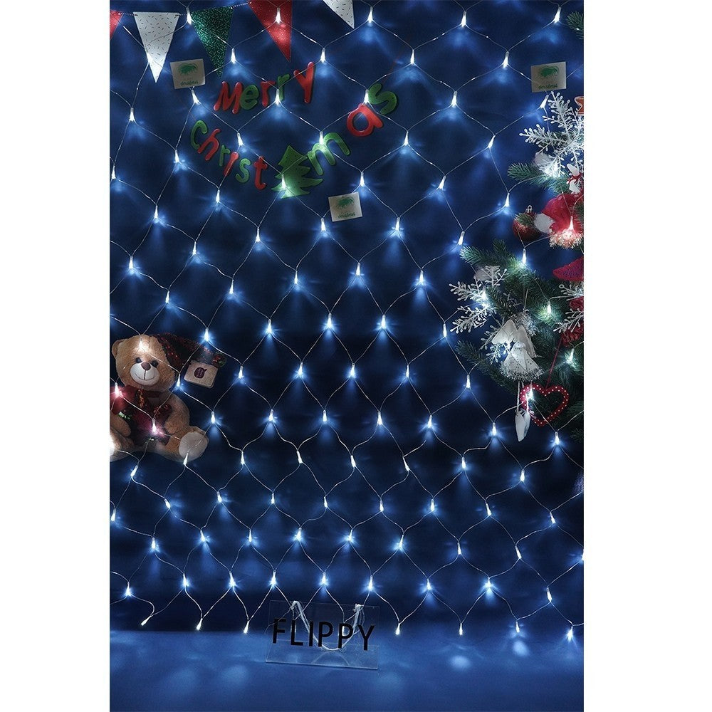 Instalatie Craciun, Tip Plasa, IP 44, 26 x 1 m, 1040 LED-uri, Alb rece, 8 jocuri de lumini, Transformator cu telecomanda, Interconectabila, Prelungitor 5 m inclus, Fir transparent