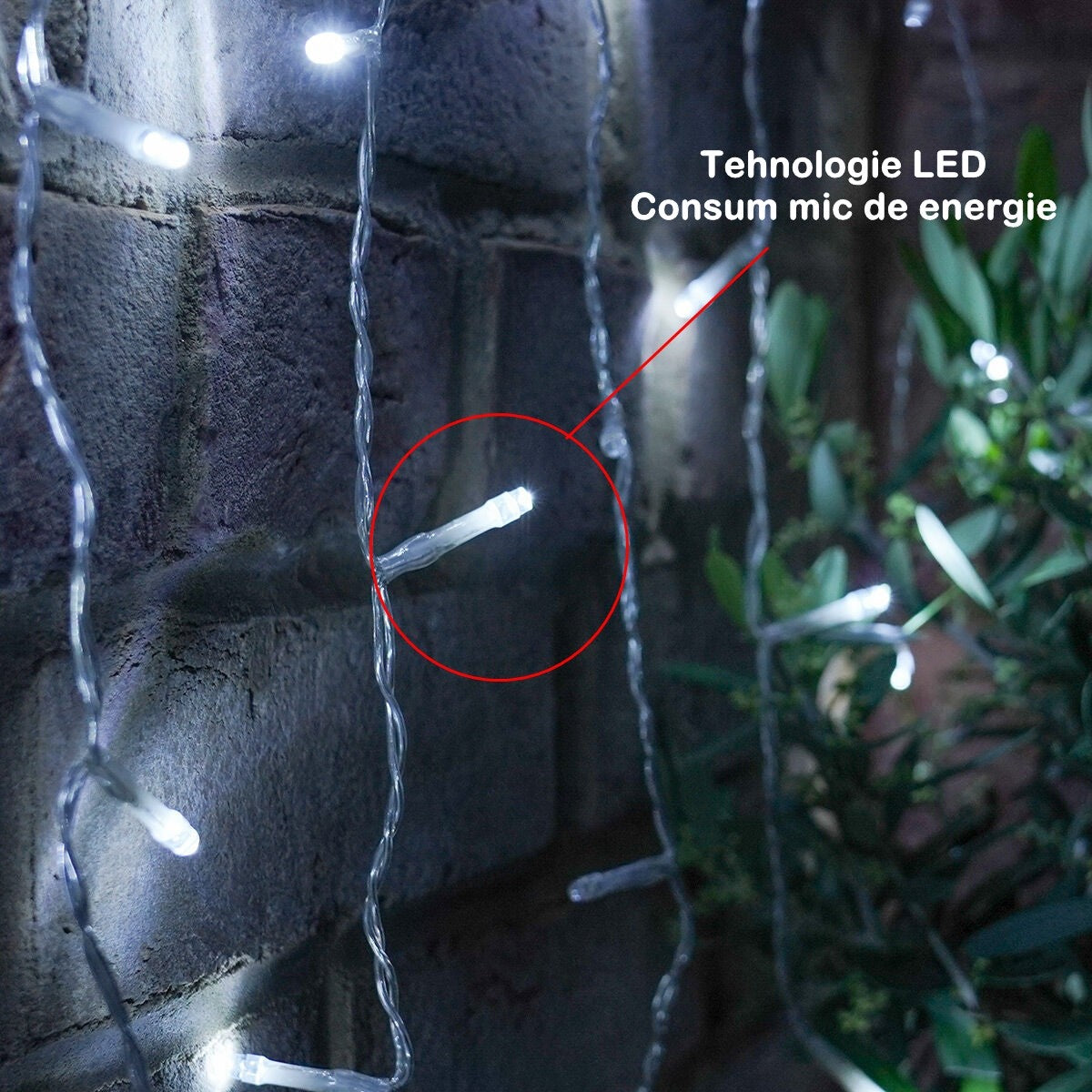 Instalatie Craciun, Tip Perdea, 3 m x 2 m, 240 LED-uri, Prelungitor 1.5 m, 8 Jocuri de Lumini, Interconectabila, Fir transparent, Interior/Exterior, Alb Rece