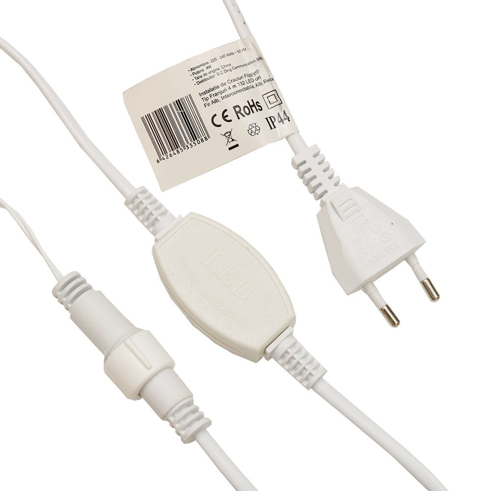 Instalatie de Craciun, Basic ®, Tip Turturi / Franjuri cu Flash, 4 m, 132 LED-uri, Interconectabila, Alb Rece