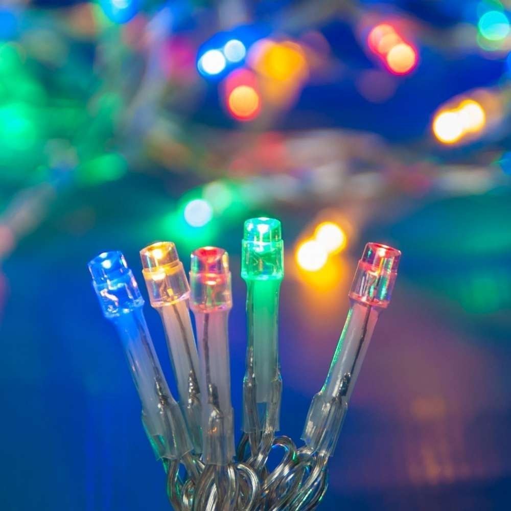 Instalatie de Craciun cu Baterii Tip Liniar, 2 jocuri de lumini, Fir Transparent 10 m 100 LED -uri, Multicolor, Resigilat