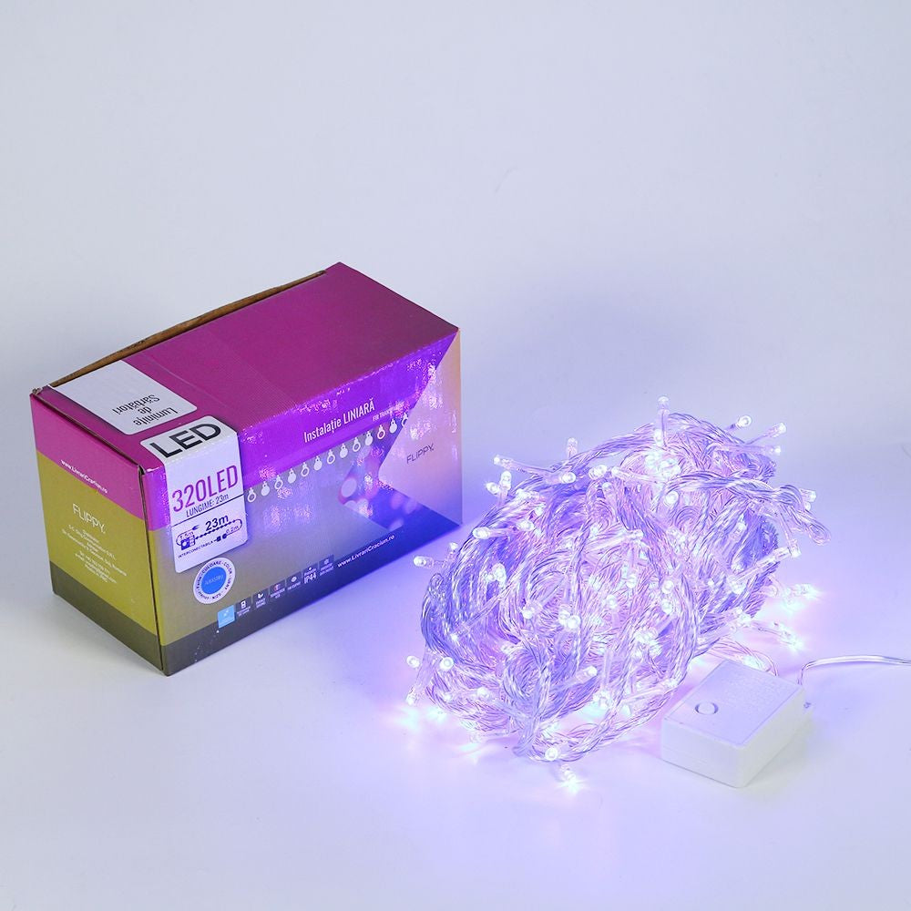 Instalatie de Craciun, ®, Tip Liniara, 23 m, 320 LED-uri, Interconectabila, Albastru