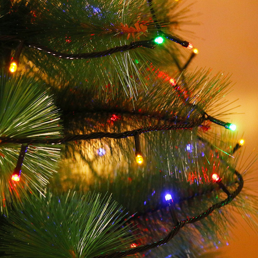 Instalatie de Craciun Flippy® Tip Liniara, Fir Negru, 17 m, 200 LED-uri Interconectabila, Multicolor