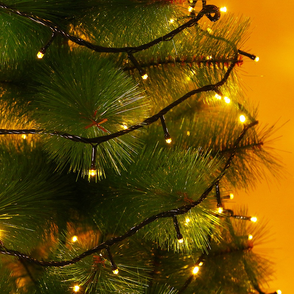 Instalatie de Craciun ® Tip Liniara, Fir Negru, 24 m, 300 LED-uri, Interconectabila, Alb Cald