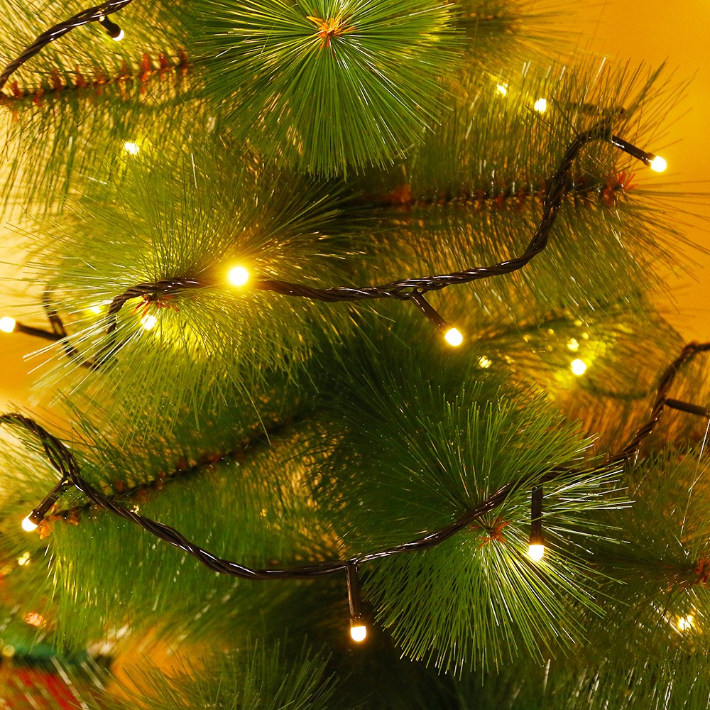 Instalatie de Craciun ® Tip Liniara, Fir Negru, 9 m, 100 LED-uri Mici Rotunde, Interconectabila, Alb Cald