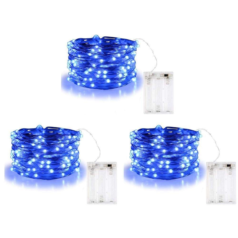 Instalatie de Craciun, Flippy®, Tip Sir cu Baterii, 3 m, 30 LED-uri, Fir de Cupru, Albastru