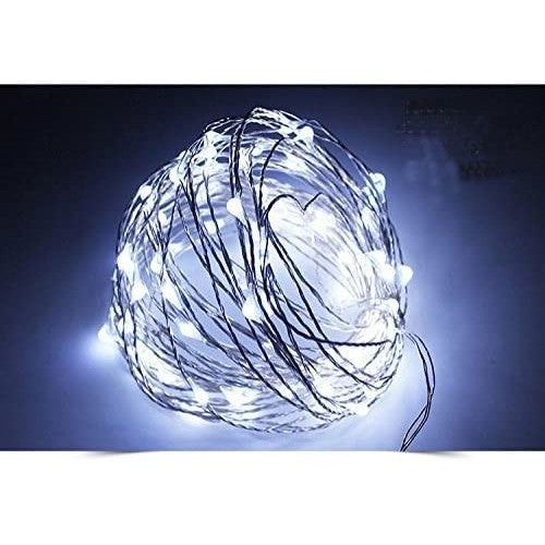 Instalatie de Craciun Liniara®, Tip Liniara, Fir Cupru, 8 Jocuri de Lumini, cu Telecomanda, 10 m, 100 Led-uri, Alimentare USB, 4.5V, Alb Rece