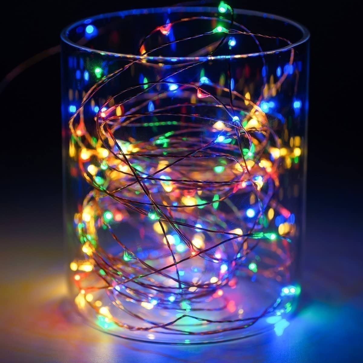 Instalatie de Craciun Liniara®, Tip Liniara, Fir Cupru, 8 Jocuri de Lumini, cu Telecomanda, 10 m, 100 Led-uri, Alimentare USB, 4.5V, Multicolor