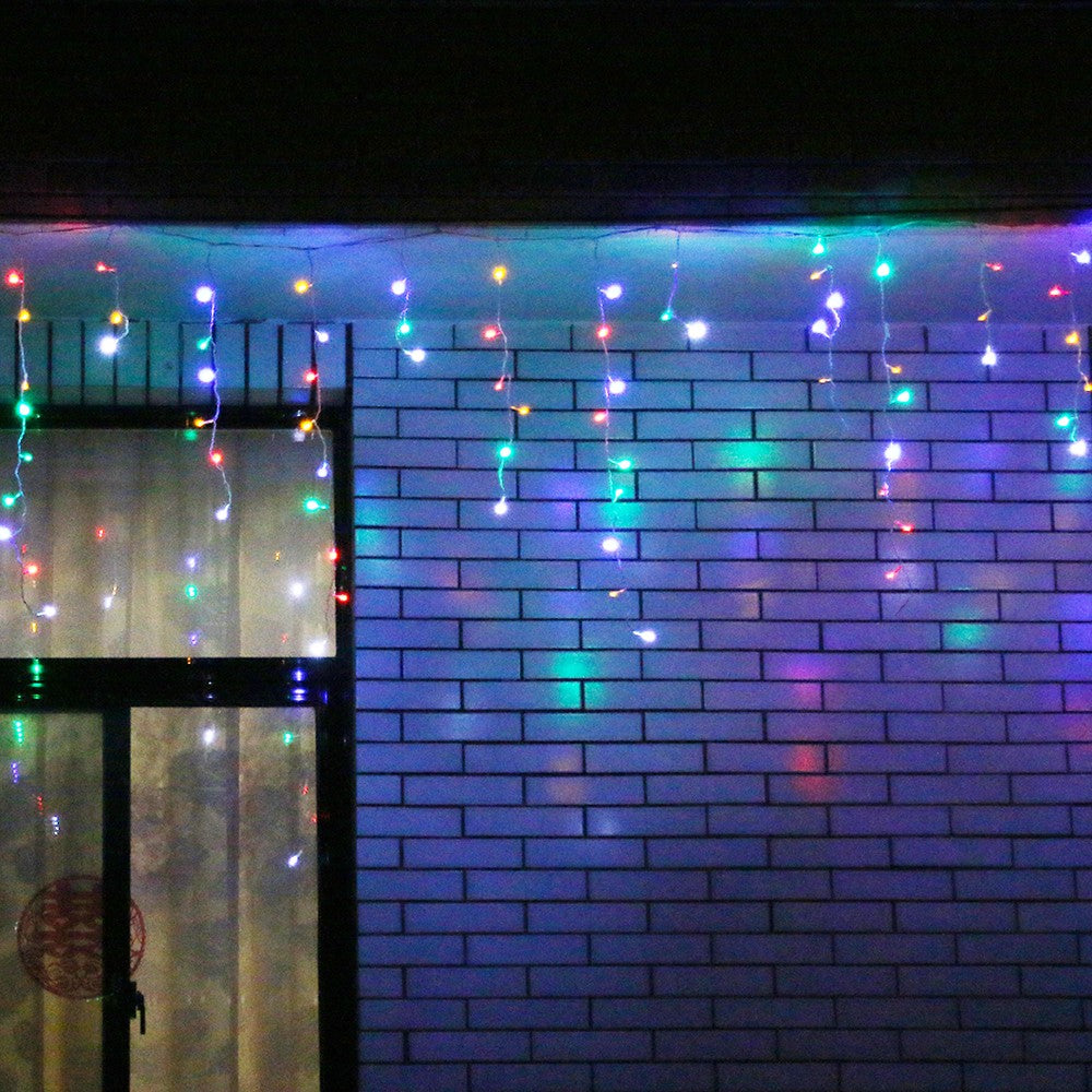 Instalatie de Craciun, Premium ®, Tip Franjuri cu Flash, 4 m, 132 LED-uri, Multicolor, Interconectabila
