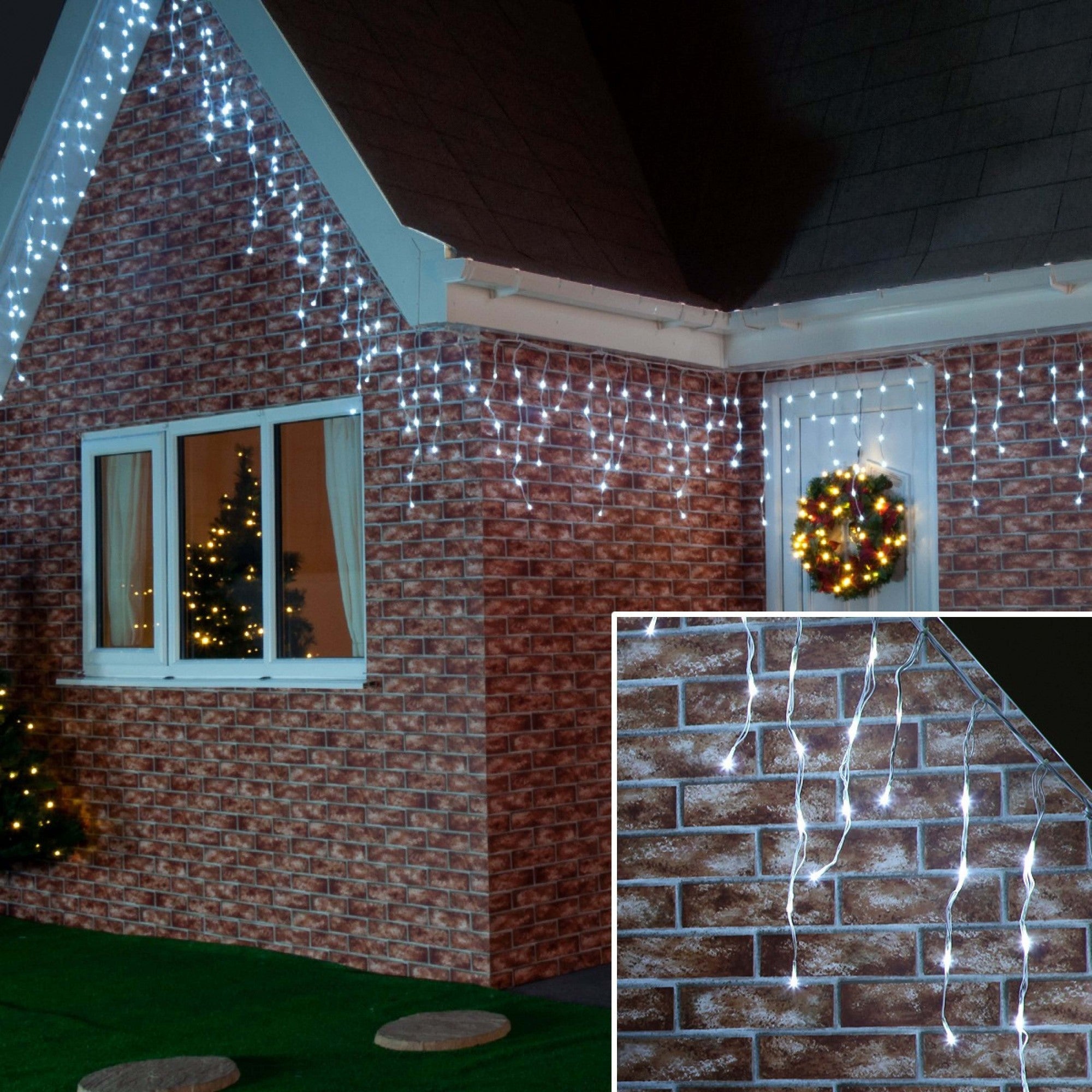 Instalatie de Craciun Premium ® Tip Franjuri cu Flash 8 m 252 LED-uri Alb Rece 2095W Interconectabila