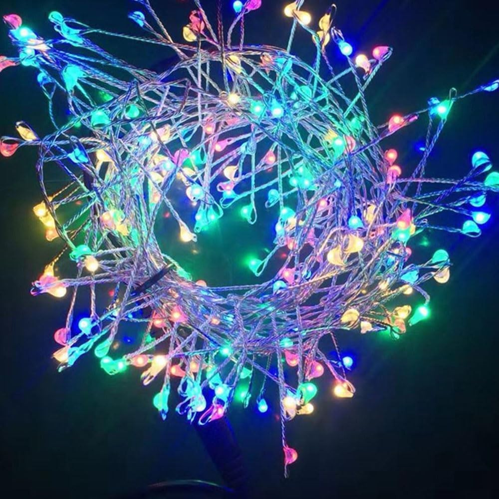 Instalatie de Craciun Liniara®, Tip Cluster, 8 Jocuri de Lumini, cu Telecomanda, 6 m, 200 Led-uri, Alimentare USB, 3V, Multicolor