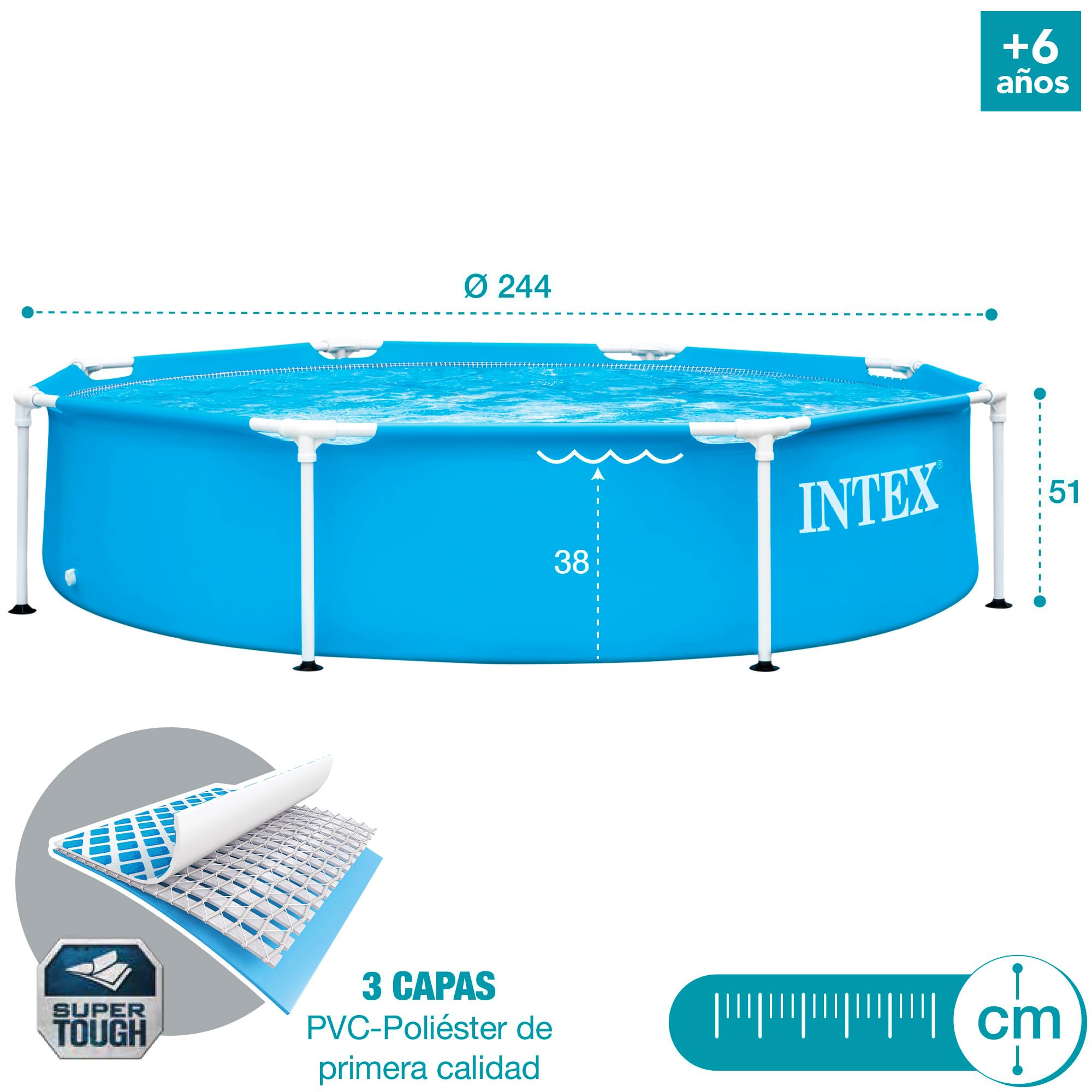 Piscina rotunda Intex cadru metalic 28205NP, 244x51 cm